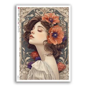 NOUVEAU-0066. Art nouveau Rice Paper for decoupage.