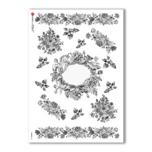 FLOWERS-0189. Victorian Rice Paper flowers for decoupage.