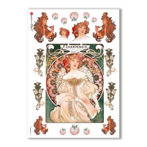 NOUVEAU-0003. Art nouveau Rice Paper for decoupage.