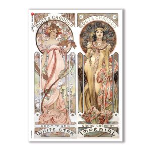 NOUVEAU-0007. Art nouveau Rice Paper for decoupage.