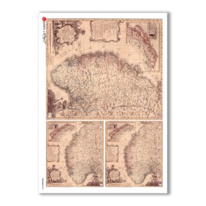 OLD-MAPS-0029 Old maps Rice Paper for decoupage.