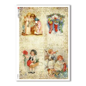 CHRISTMAS-0292. Christmas Rice Paper victorian for decoupage.