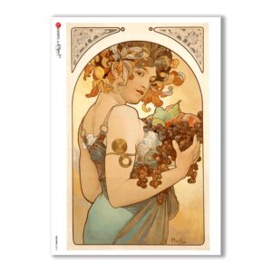 NOUVEAU-0010. Art nouveau Rice Paper for decoupage.