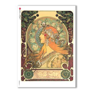 NOUVEAU-0011. Art nouveau Rice Paper for decoupage.