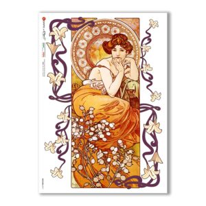 NOUVEAU-0017. Art nouveau Rice Paper for decoupage.