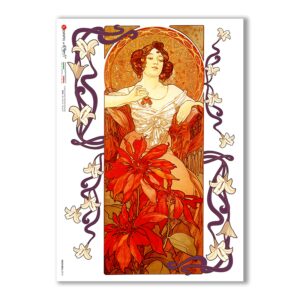 NOUVEAU-0018. Art nouveau Rice Paper for decoupage.