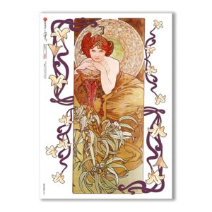 NOUVEAU-0020. Art nouveau Rice Paper for decoupage.