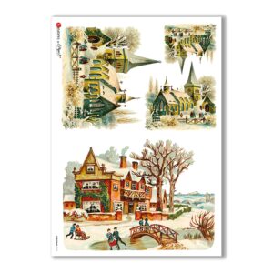 CHRISTMAS-0215. Christmas Rice Paper victorian for decoupage.