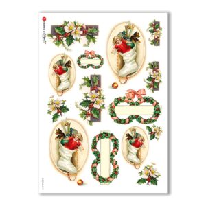 CHRISTMAS-0219. Christmas Rice Paper victorian for decoupage.