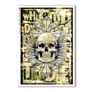 SKULL-0014. Skull Rice Paper for decoupage.