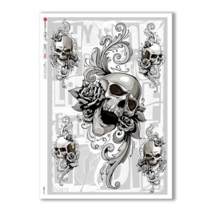 SKULL-0019. Skull Rice Paper for decoupage.