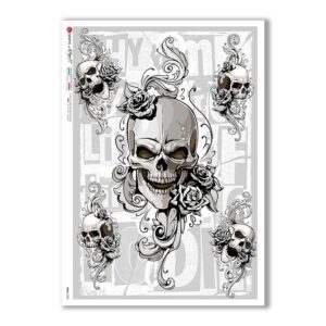 SKULL-0020. Skull Rice Paper for decoupage.