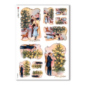 CHRISTMAS-0232. Christmas Rice Paper victorian for decoupage.