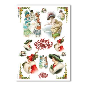 CHRISTMAS-0251. Christmas Rice Paper victorian for decoupage.