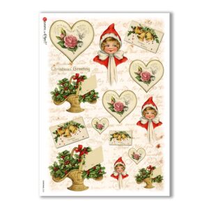 CHRISTMAS-0252. Christmas Rice Paper victorian for decoupage.