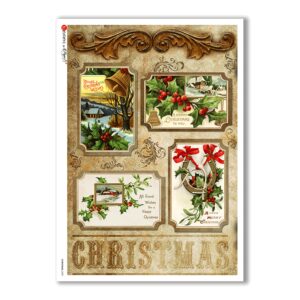 CHRISTMAS-0259. Christmas Rice Paper victorian for decoupage.