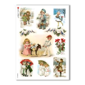 CHRISTMAS-0269. Christmas Rice Paper victorian for decoupage.