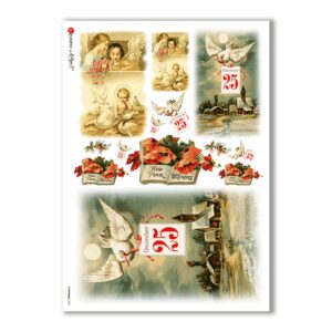 CHRISTMAS-0270. Christmas Rice Paper victorian for decoupage.