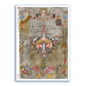 GROTTESCHE-0013. Rice Paper grotesque for decoupage.