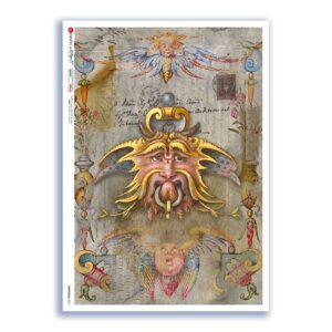 GROTTESCHE-0014. Rice Paper grotesque for decoupage.