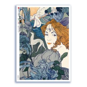 NOUVEAU-0030. Art nouveau Rice Paper for decoupage.
