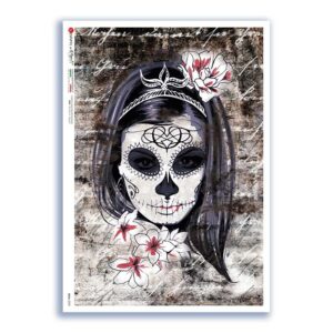 SKULL-0030. Skull Rice Paper for decoupage.