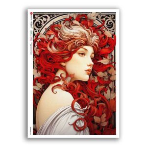NOUVEAU-0046. Art nouveau Rice Paper for decoupage.
