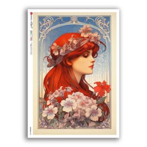NOUVEAU-0048. Art nouveau Rice Paper for decoupage.