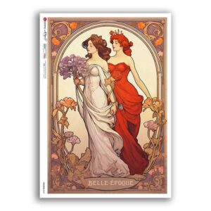 NOUVEAU-0049. Art nouveau Rice Paper for decoupage.