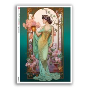 NOUVEAU-0053. Art nouveau Rice Paper for decoupage.