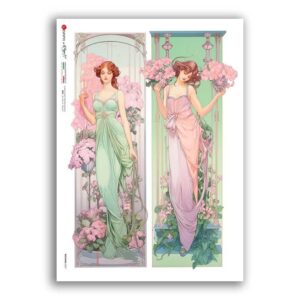 NOUVEAU-0057. Art nouveau Rice Paper for decoupage.
