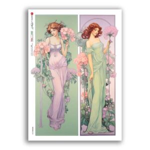 NOUVEAU-0058. Art nouveau Rice Paper for decoupage.