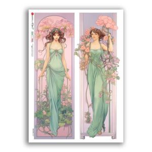 NOUVEAU-0059. Art nouveau Rice Paper for decoupage.