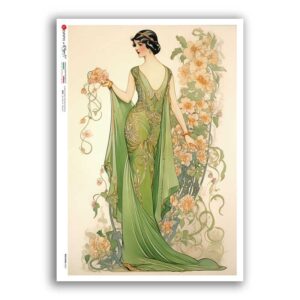 NOUVEAU-0061. Art nouveau Rice Paper for decoupage.