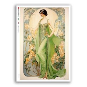 NOUVEAU-0064. Art nouveau Rice Paper for decoupage.
