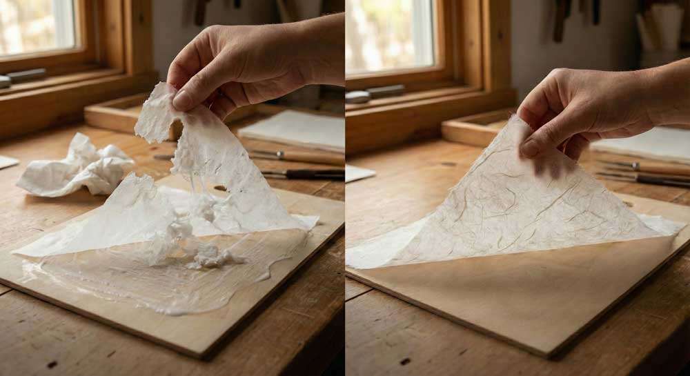 The difference between mulberry paper and a paper napkin